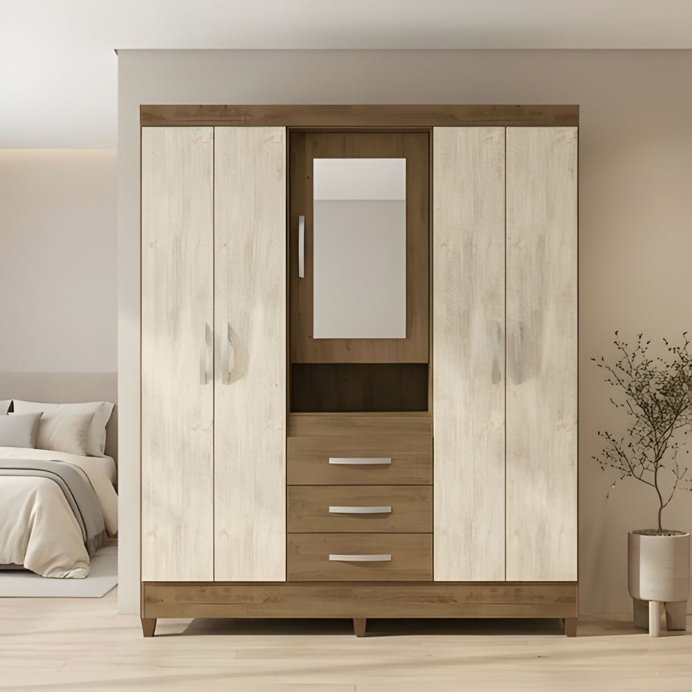 Ropero Totoro con espejo Marrón y Beige | Masiva Home