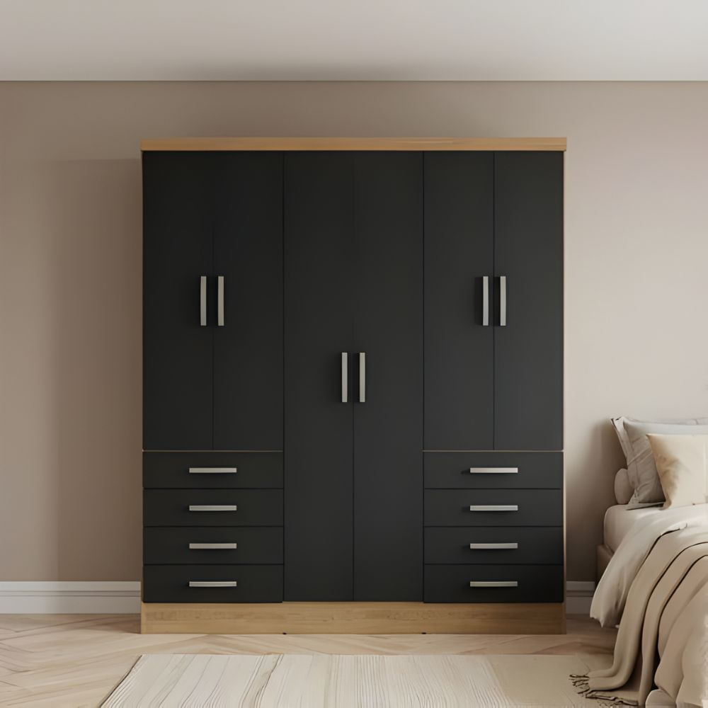 Ropero Raiko 6 puertas Negro y Marrón | Masiva Home