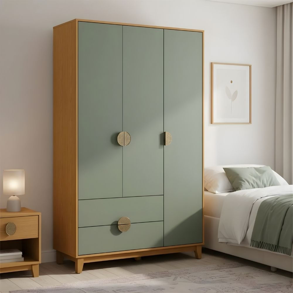 Ropero Amaya 3 puertas Marrón y Verde | Masiva Home