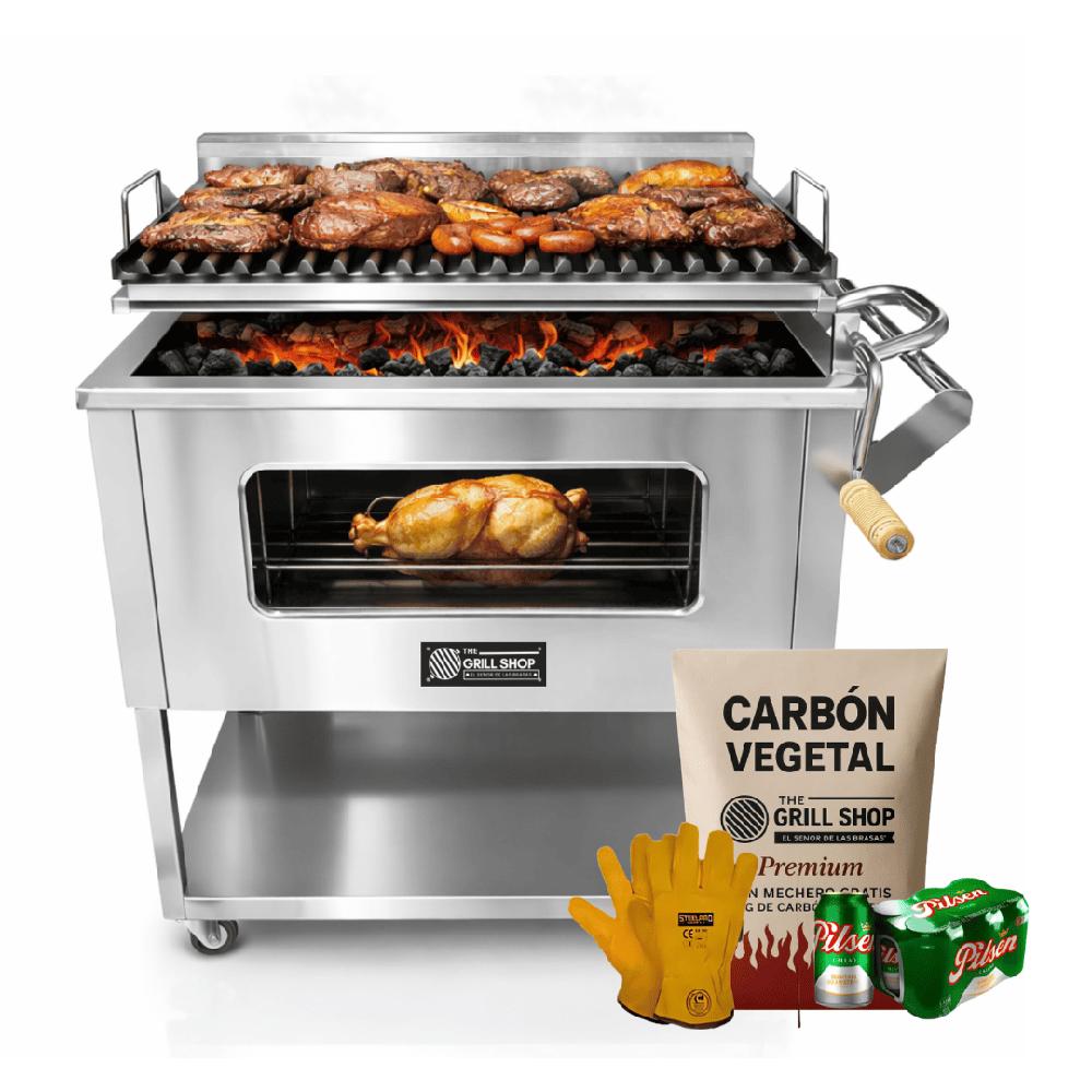 Caja China Grande con Visor y Parrilla Levadiza Guantes Carbon Six pack