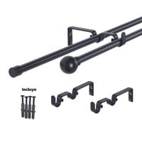 Pack Cortinero Doble Exterior Negro Bola 170-320cm Aura