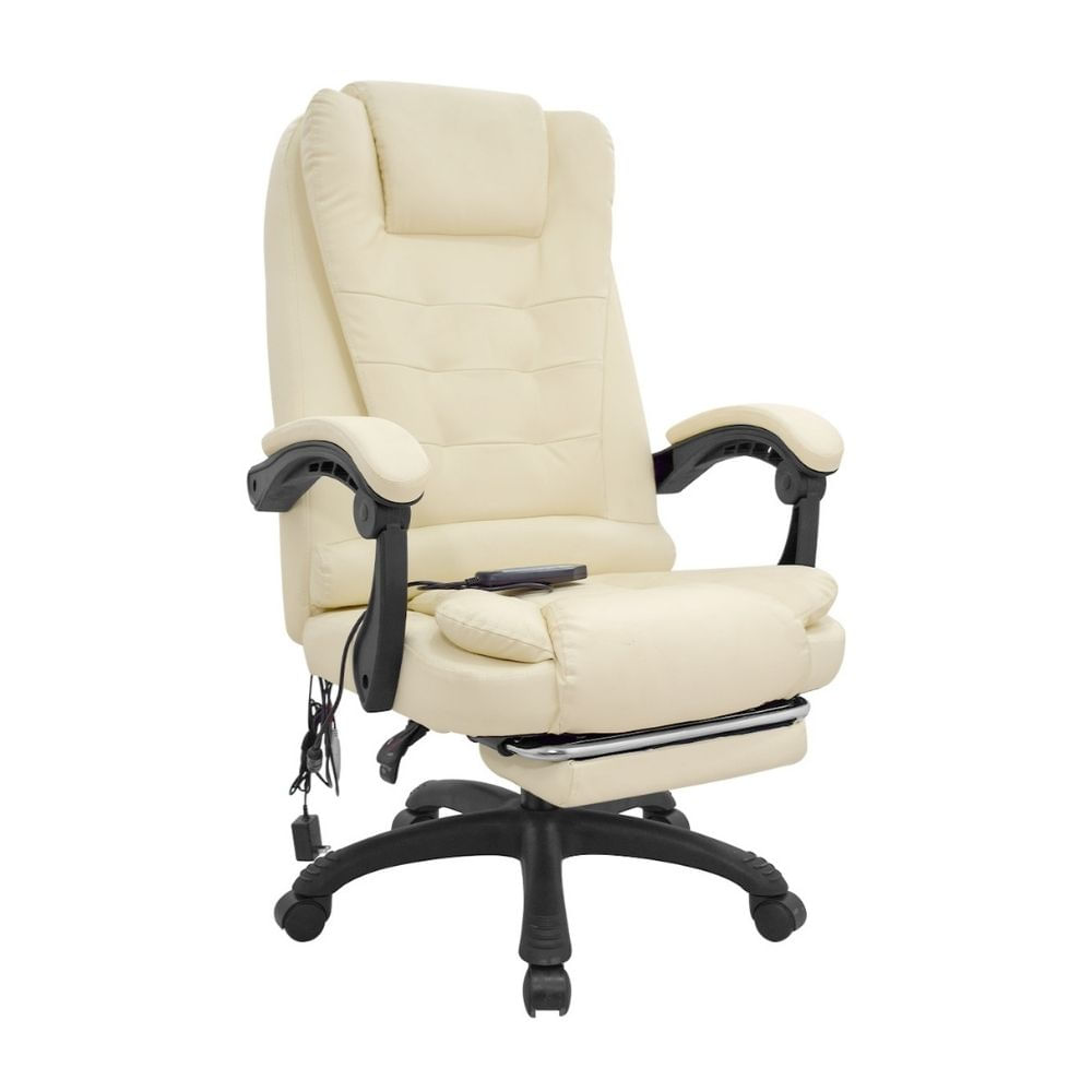 Silla de Oficina Masajeadora con Reposapiés Beige Bonno