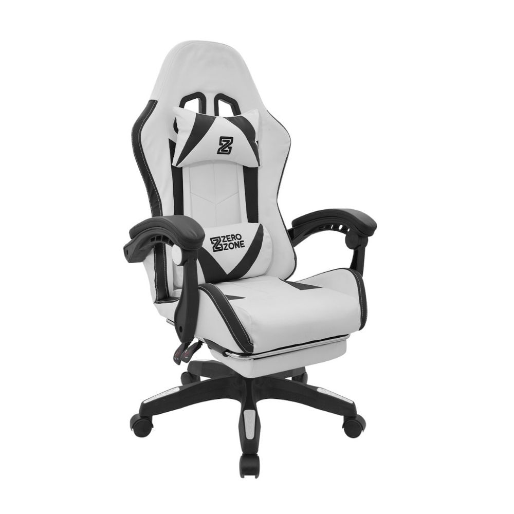 Silla Gamer Play con Reposapiés Blanco/Negro Bonno