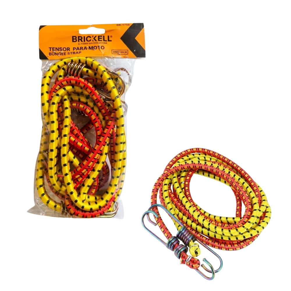 "Cuerda Tensor Elastica con Clip Mosqueton para Moto 180cm  2 juegos  Amarillo y Rojo BK-1750	"