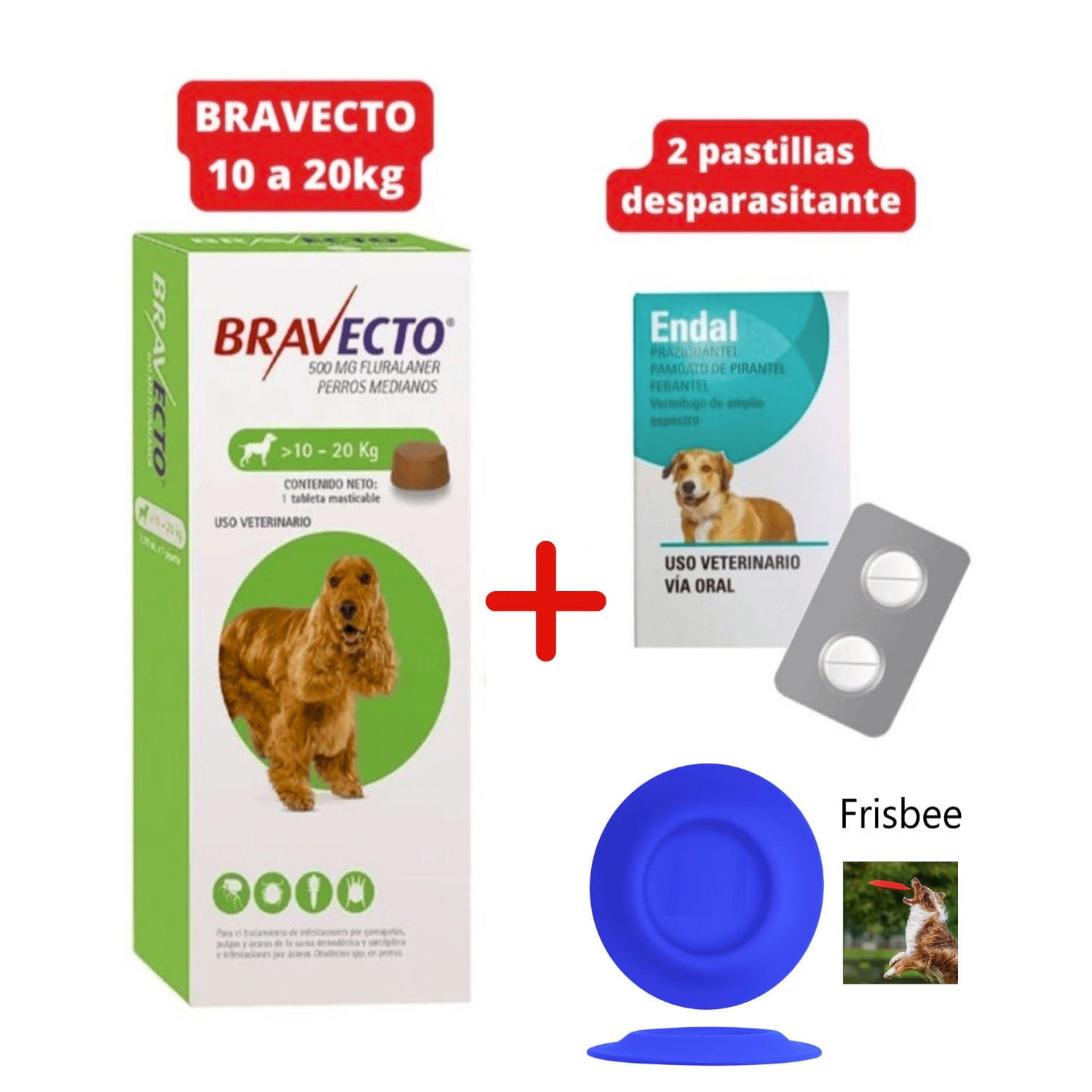 Antipulgas Bravecto para perros de 10 a 20 kg más Endal y Frisbee
