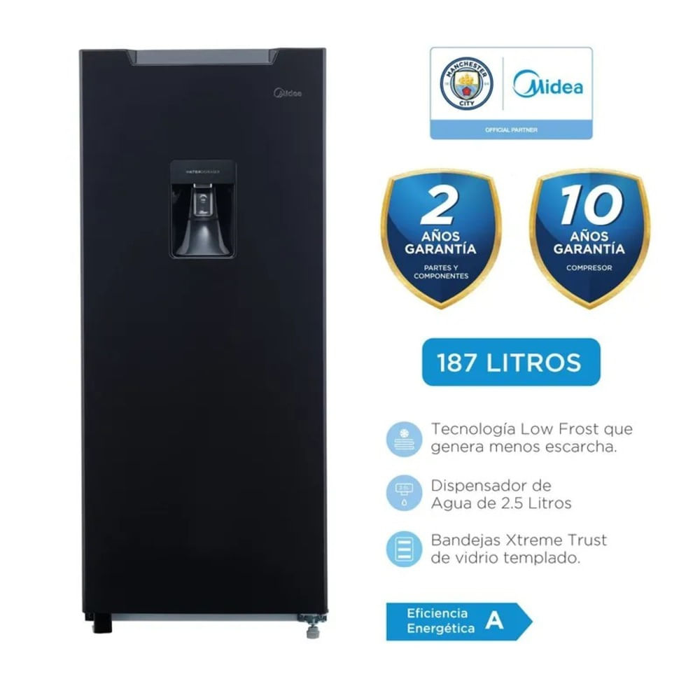 Refrigeradora Midea MDRD190ANLXW-PE Monopuerta 187 Lt Grafito