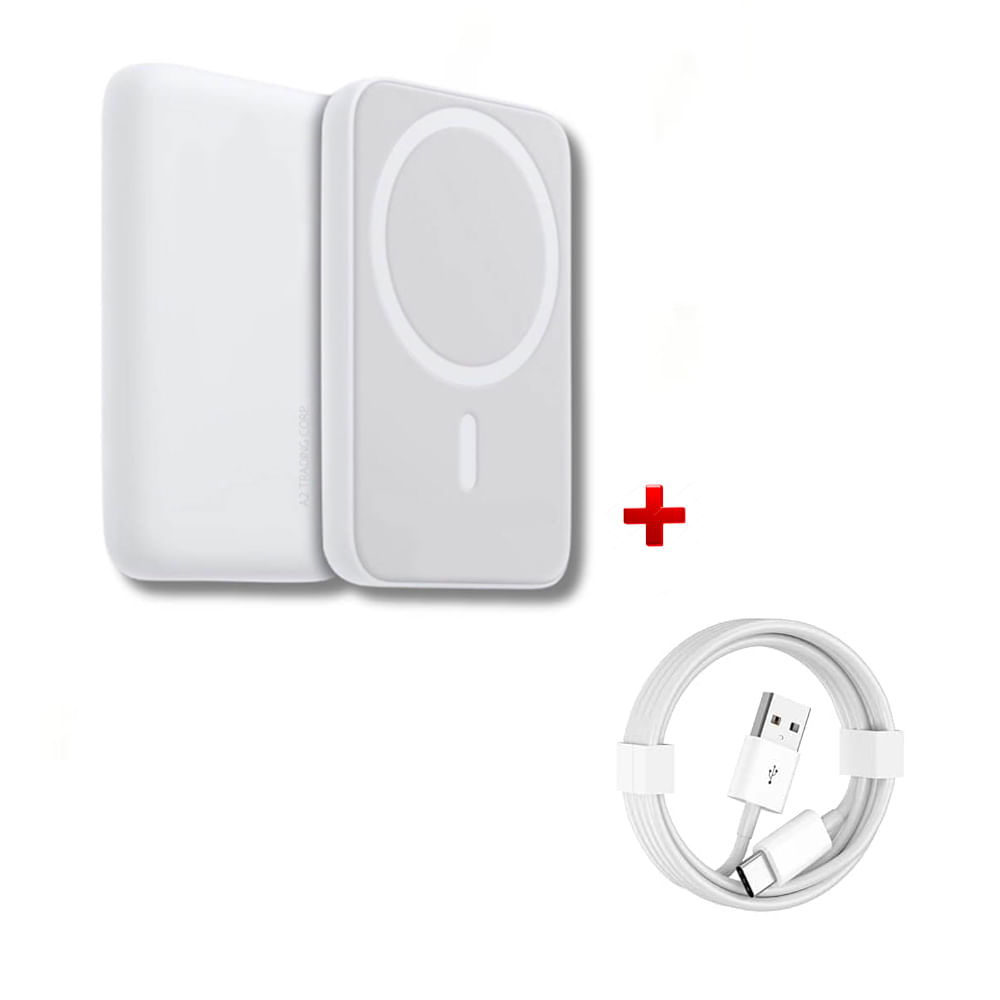 Cargador Portátil Magsafe 12000 mAh con Cable de Carga Romax Blanco