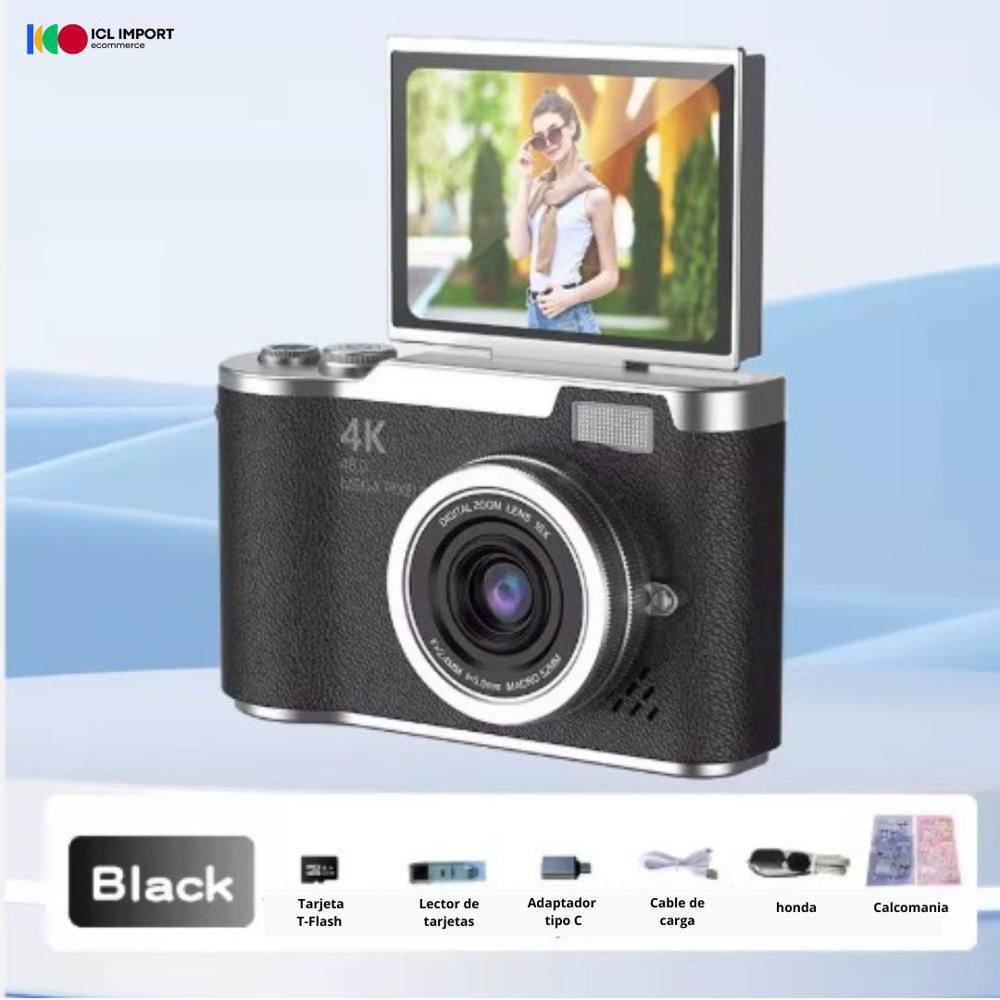 CAMARA DIGITAL RETRO DE 48MP ZOOM DIGITAL DE 16X CON PANTALLA PARA SELFIE