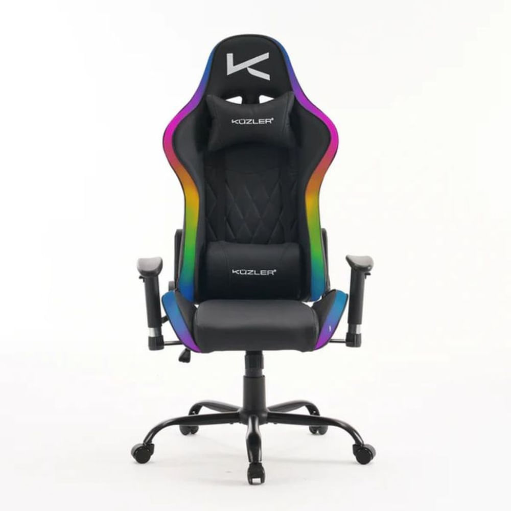 Silla gamer Kuzler con luces LED y base metálica ergonómica ajustable