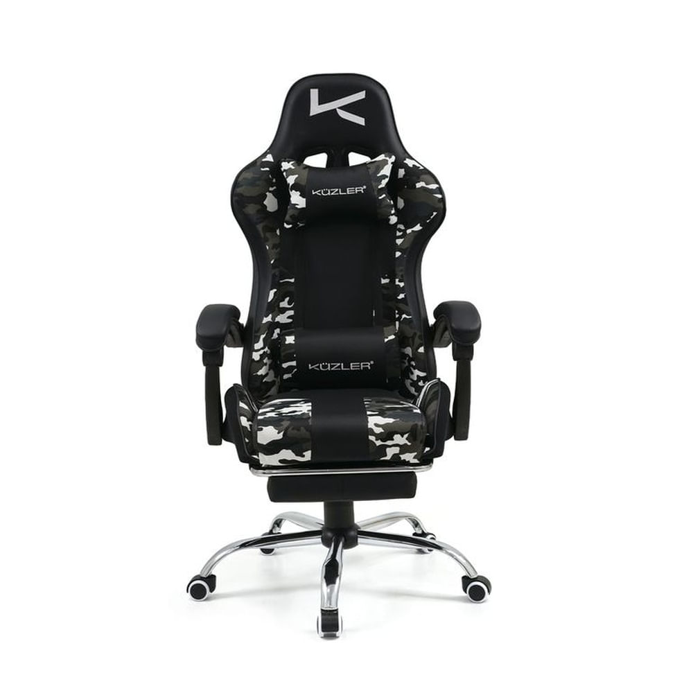 Silla Gamer Kuzler Camuflada Masajeador Lumbar Reposapiés y Base Metálica RIK-101CAMO