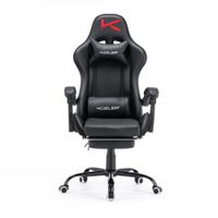 Silla Gamer Kuzler Negra Masajeador Lumbar Reposapiés y Base Metálica RIK-101N