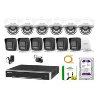 Kit 12 Cámara Seguridad Hikvision IP POE 4MP Audio Incorporado HDMI 3M Disco 1TB
