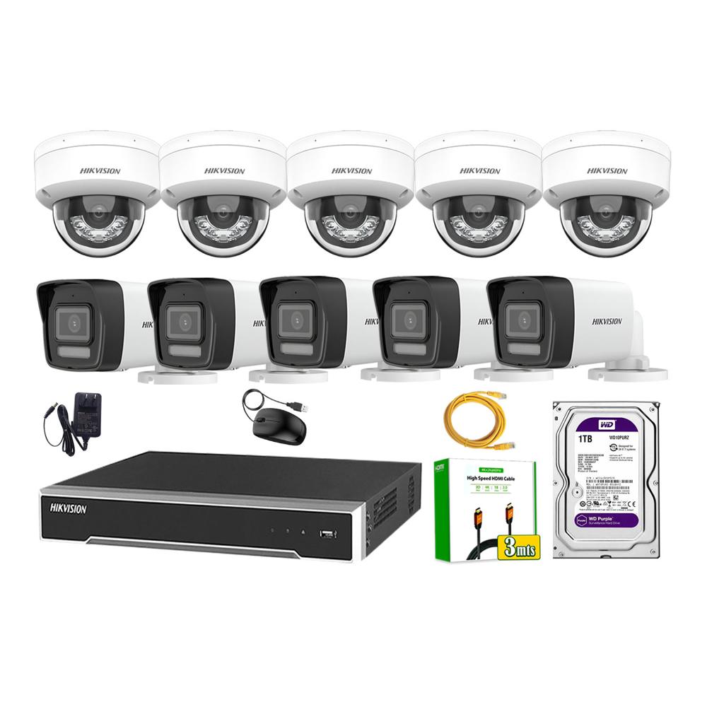 Kit 10 Cámara Seguridad Hikvision IP POE 4MP Audio Incorporado HDMI 3M Disco 1TB