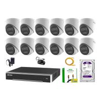 Kit 12 Cámara Seguridad Hikvision IP POE 4MP Color Vu Domo Visión Color Disco 1TB