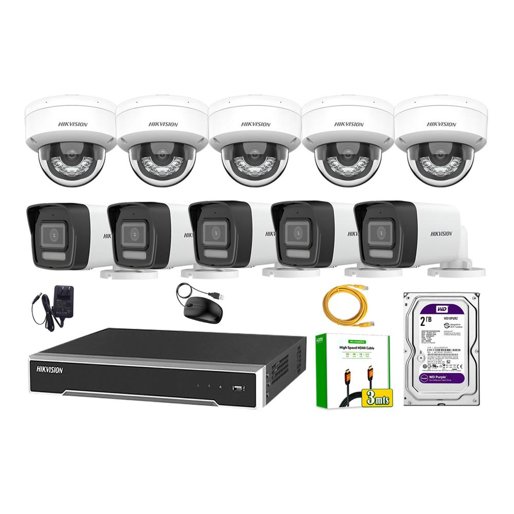 Kit 10 Cámara Seguridad Hikvision IP POE 4MP Audio Incorporado HDMI 3M Disco 2TB