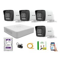 Kit 4 Cámara Seguridad Hikvision IP POE 4MP Tubo Audio Incorporado Disco 2TB