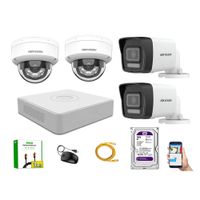 Kit 4 Cámara Seguridad Hikvision IP POE 4MP Audio Incorporado HDMI 3M Disco 2TB