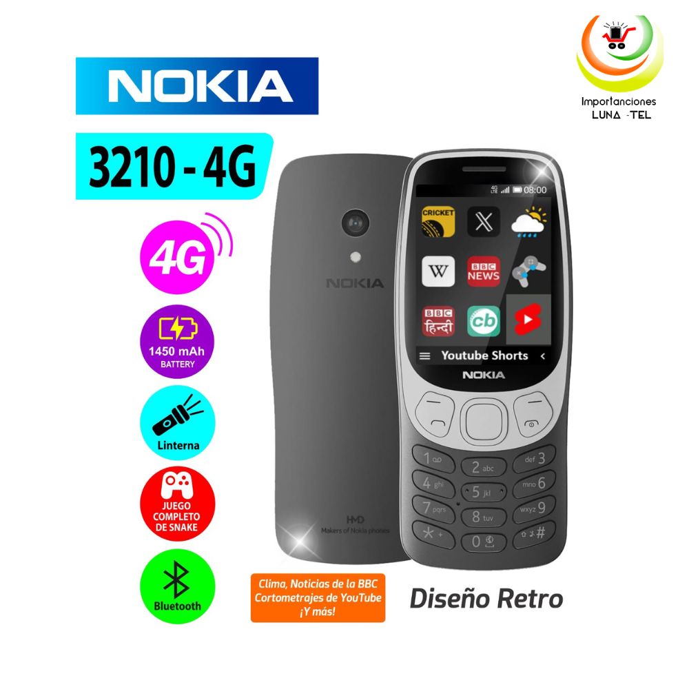 CELULAR BASICO Nokia 3210 4G DUAL SIM  NEGRO CON APLICATIVOS