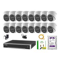 Kit 16 Cámara Seguridad Hikvision IP POE 4MP Color Vu Domo Visión Color Disco 1TB