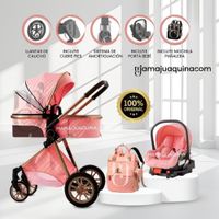 Coche Moisés de Lujo 4 en 1 MADRID Con Portabebé Pink