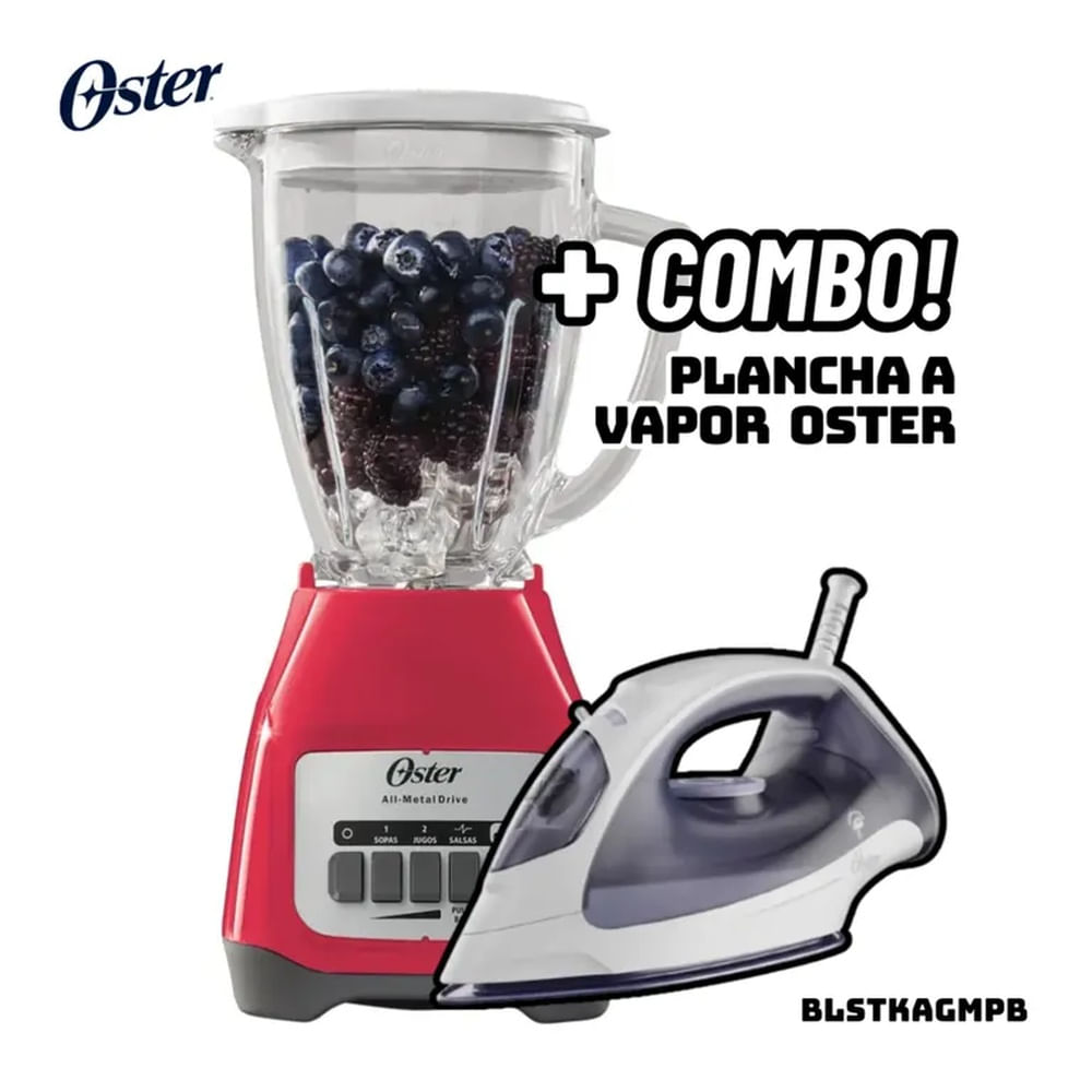 LICUADORA OSTER 2 VELOCIDADES 550W SANDIA - BLSTKAGMPB + PLANCHA OSTER