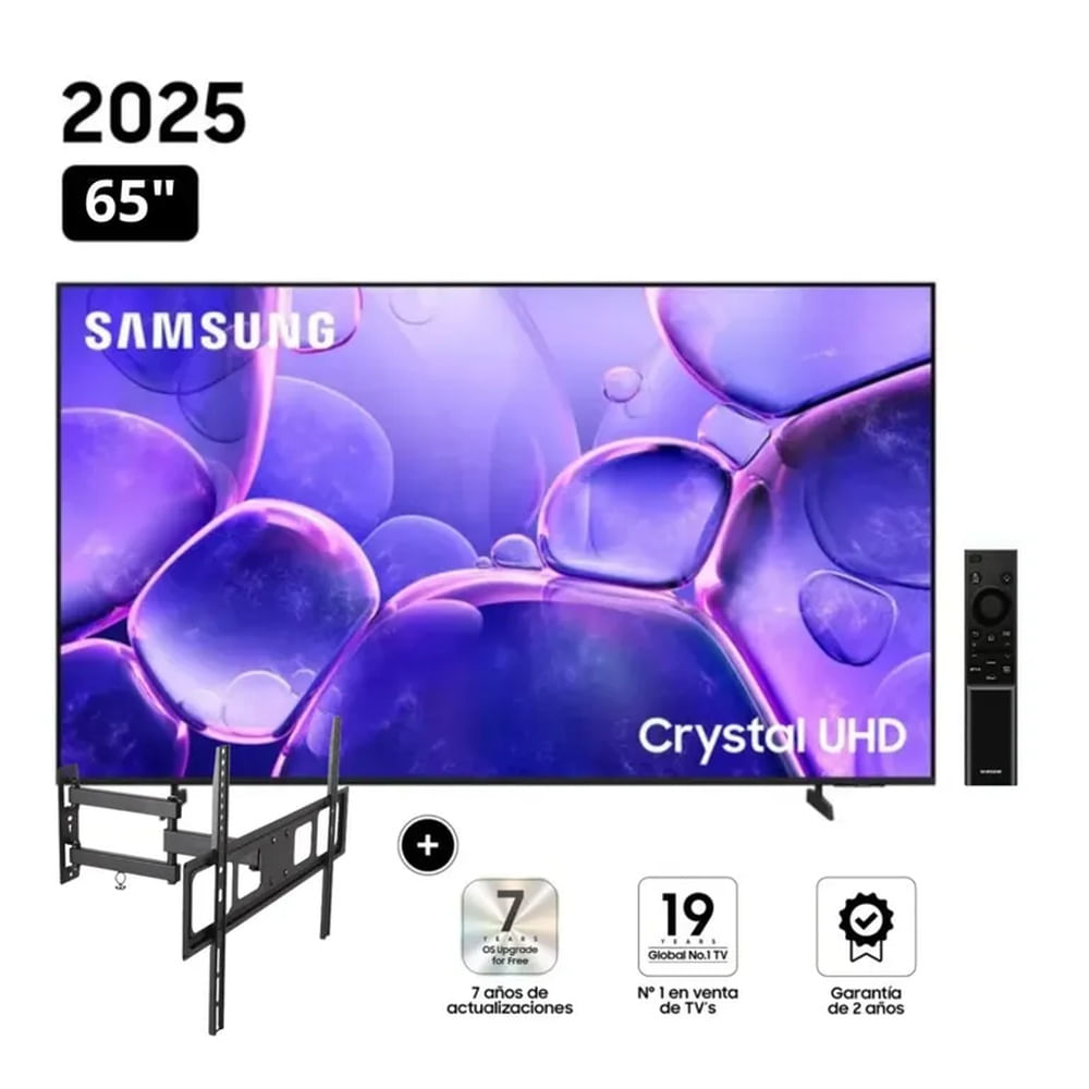 Televisor Samsung Smart TV 65 Crystal UHD 4K UN65U8000FGXPE + Rack Giratorio