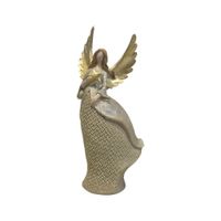 Adorno Decorativo Ángel con Estrella Tonos Beige y Dorado  - Adorno Elegante para Sala Regalo Ideal