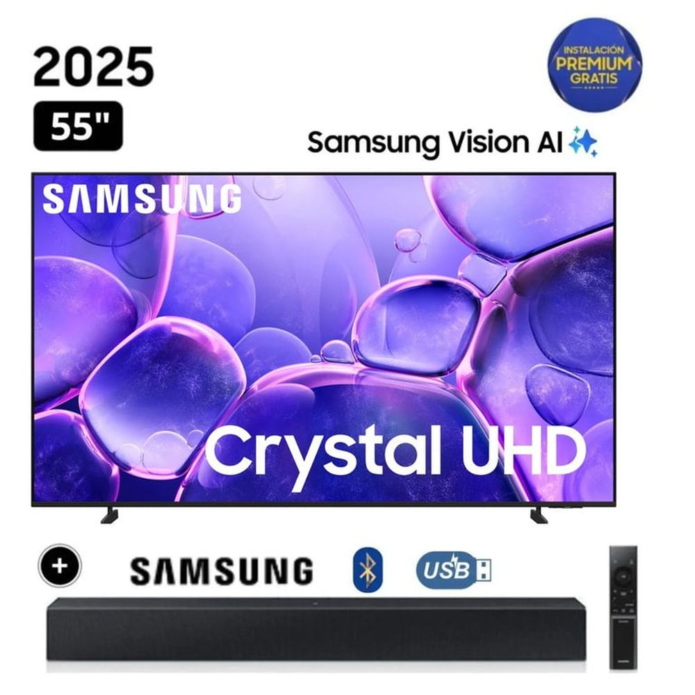 Televisor Samsung Smart TV 55 Crystal UHD 4K UN55U8000FGXPE + Soundbar HW-B400F