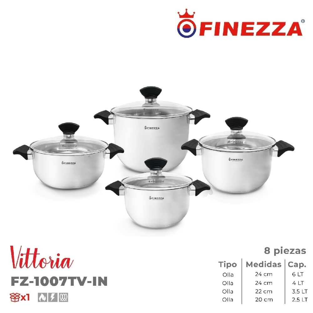 Set de ollas Violleta Acero InoxidableFZ-1007TV-IN 08 Piezas