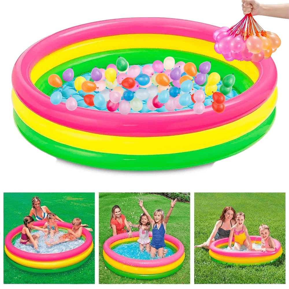 Piscina Inflable Circular 150cm Diametro + 3 Ramillete de 111 Globos