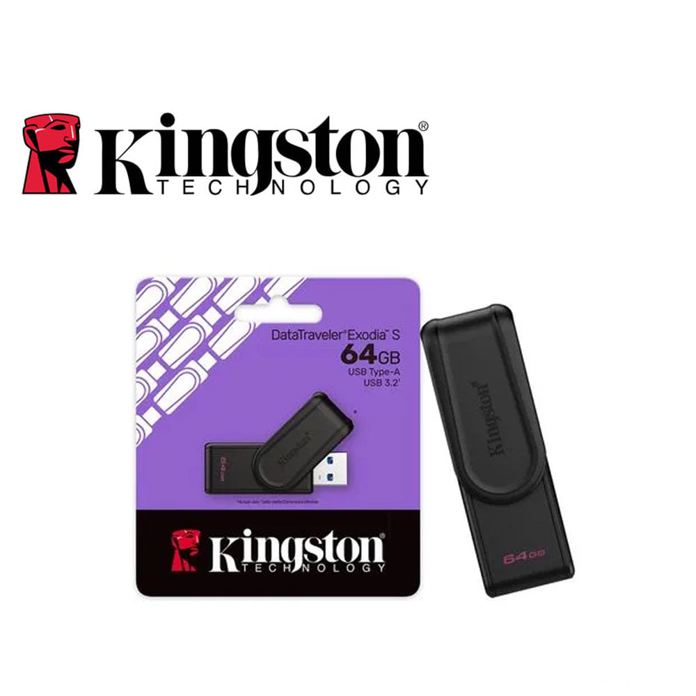 MEMORIA KINGSTON USB DTXS EXODIA S 64GB 3.2 NEGRO