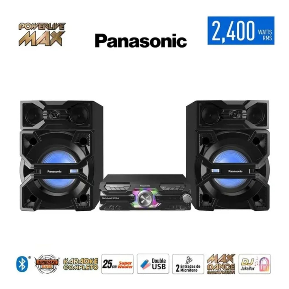 Minicomponente Panasonic SC-MAX3600PU 2400W Bluetooth DJ Jukebox USB FM