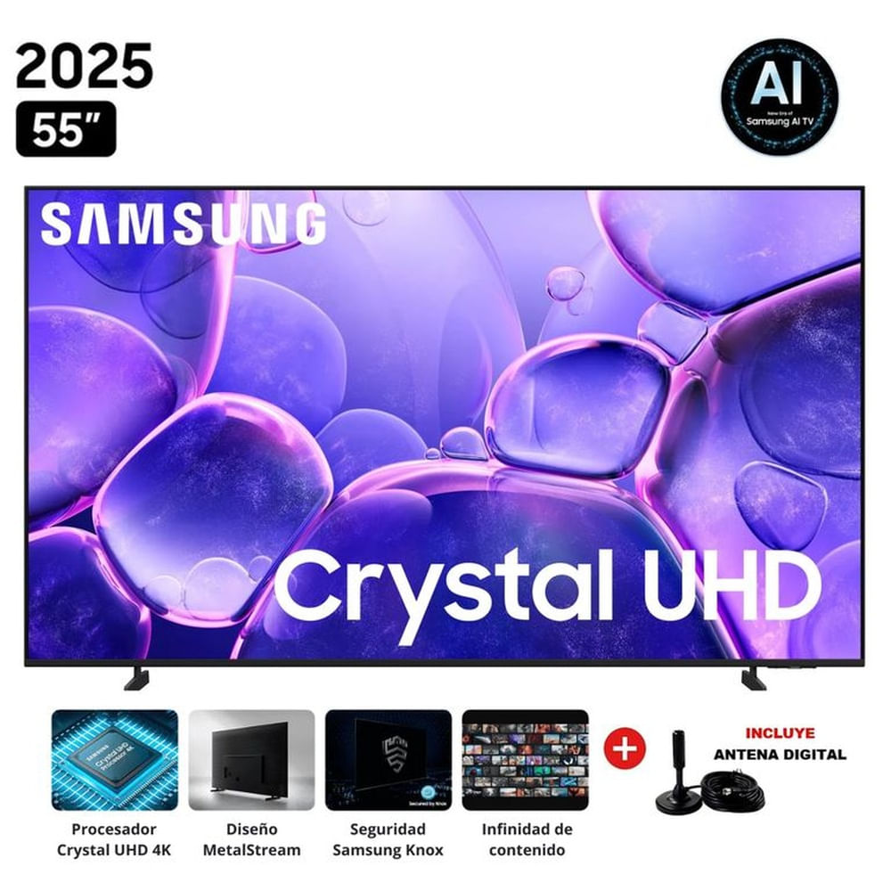 Televisor de 55 Smart Tv Samsung 55U8000F 4K UHD 2025 + Antena Digital