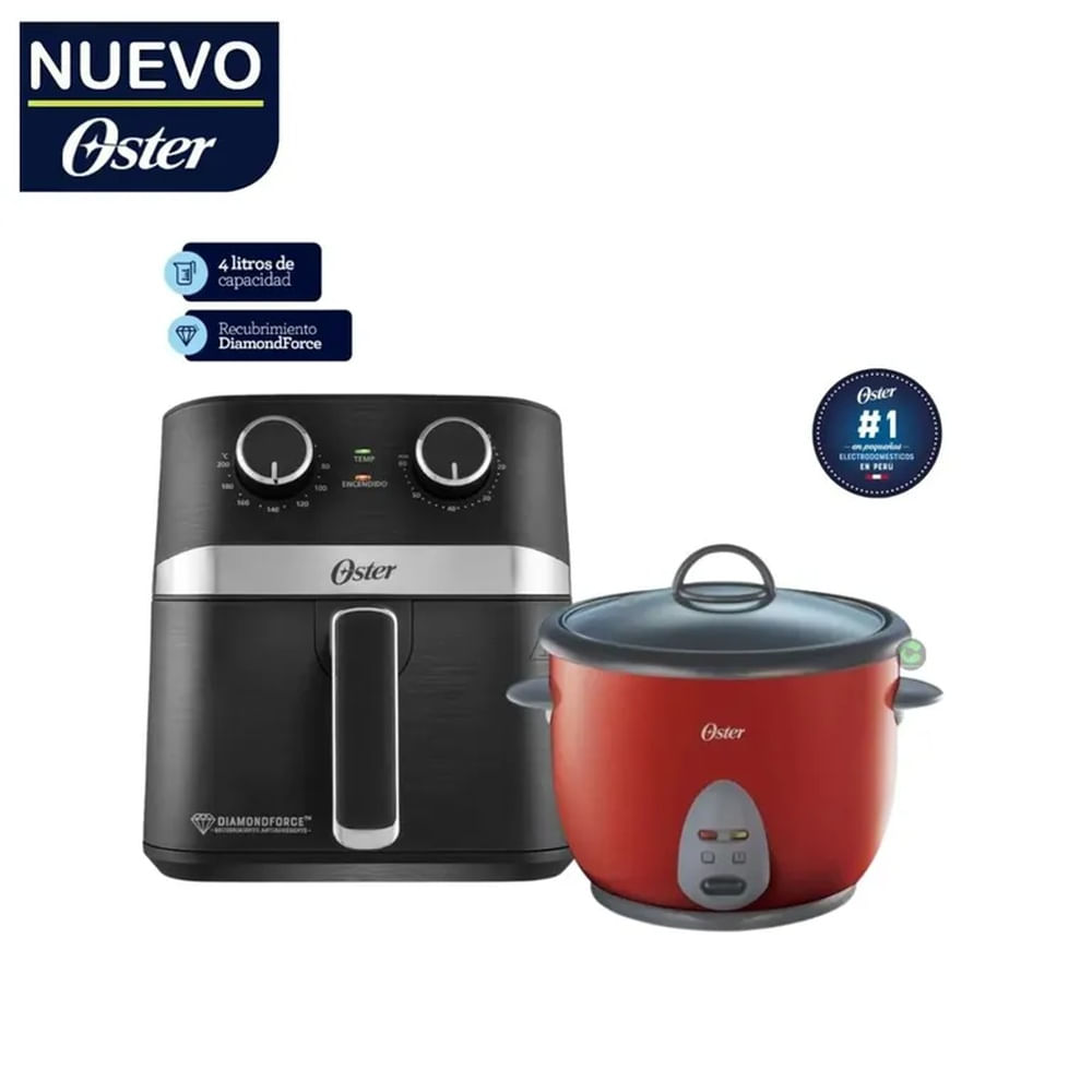 Freidora De Aire Oster 4L Manual Con Revestimiento Antiadherente + Olla Oster 18L