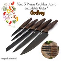 Set 5 Piezas Cuchillos Acero Inoxidable Oster Godfrey - NEGRO