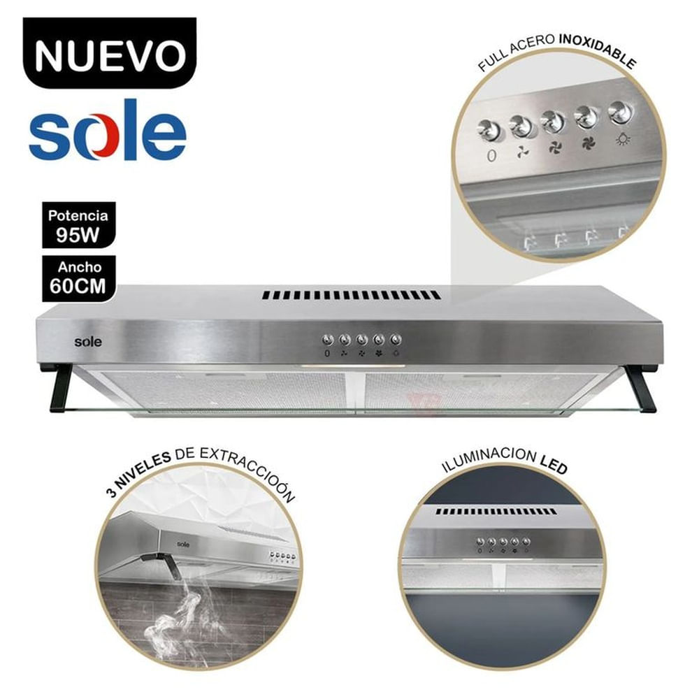 Campana Extractora Roma TURE15C0V2 Acero Inoxidable 60cm