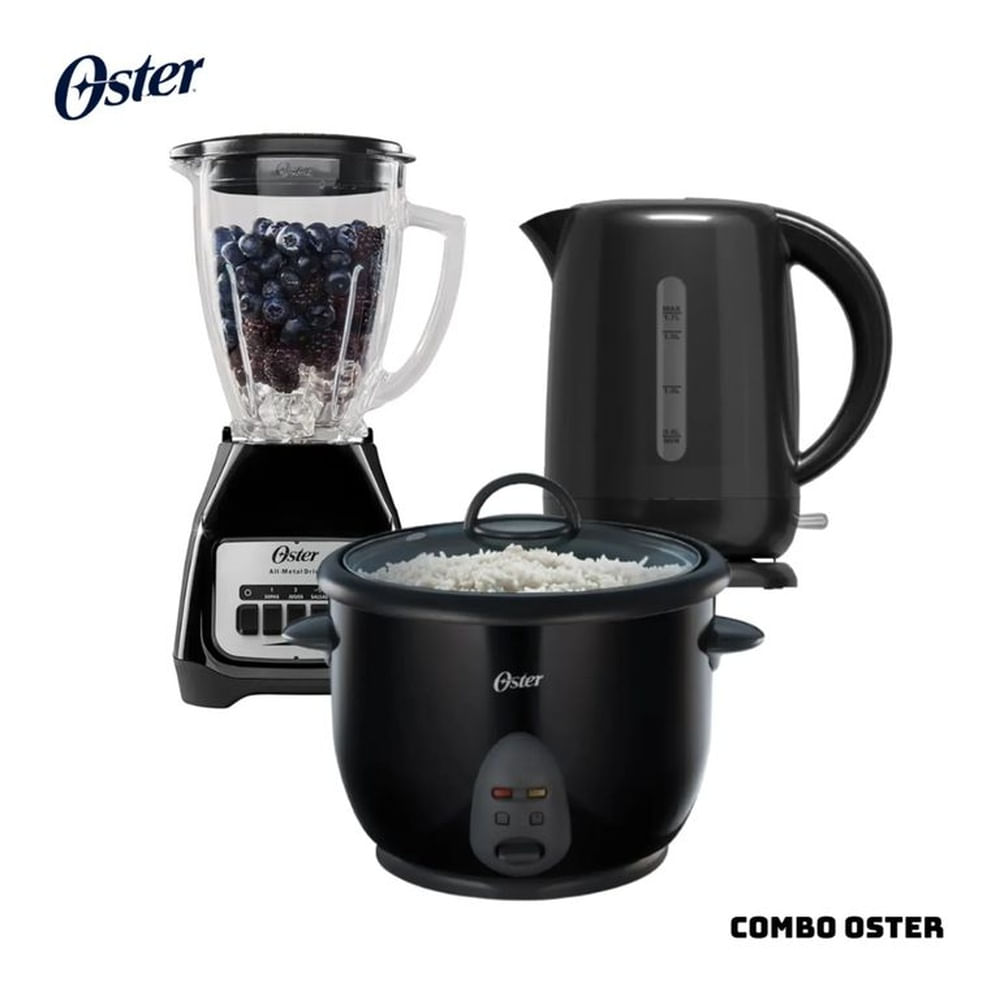 COMBO OSTER ARROCERA + HERVIDOR + LICUADORA - NEGRO