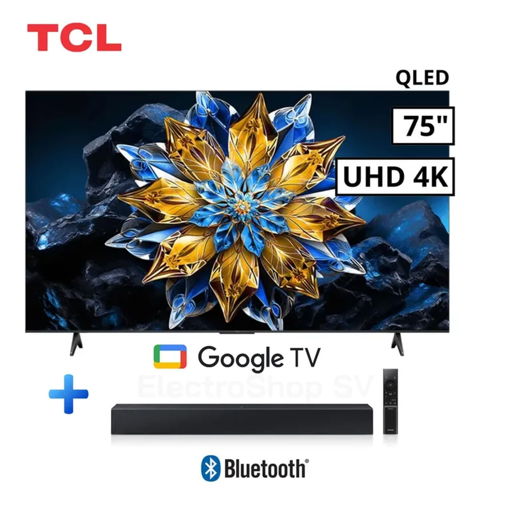 TELEVISOR TCL 75 QLED SMART TV GOOGLE TV 4K UHD - 75T6C + SOUNDBAR