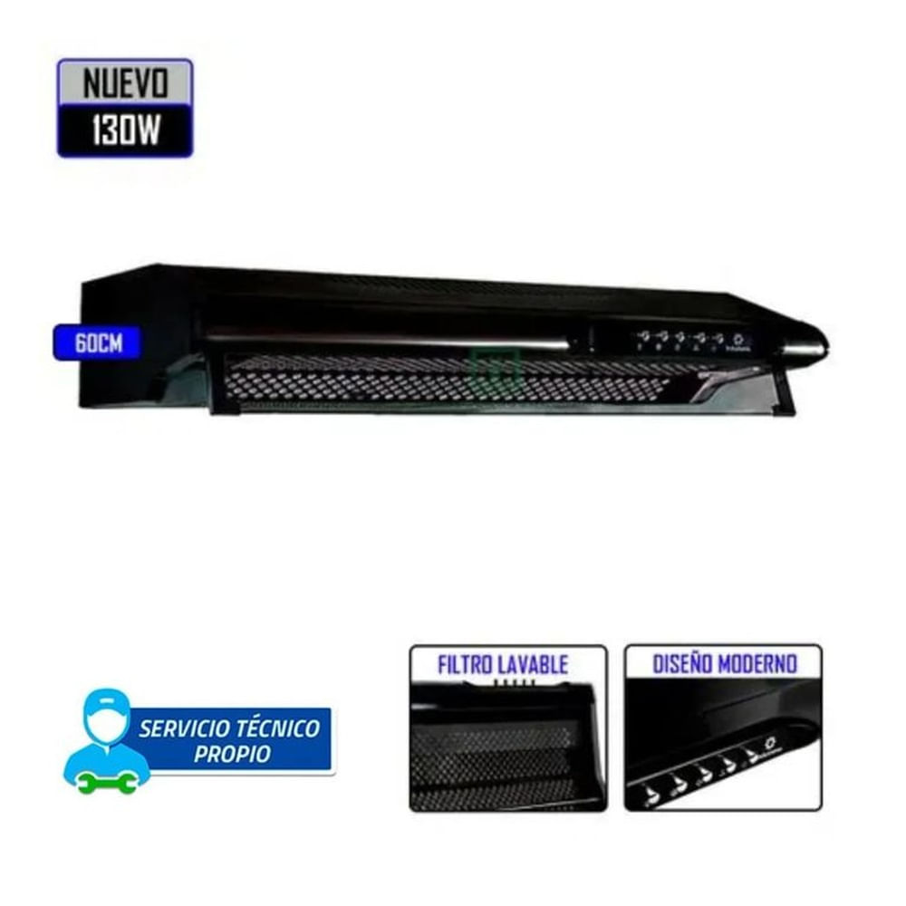 CAMPANA EXTRACTORA INDURAMA - CEI-602NE 3 VELOCIDADES 60CM NEGRO