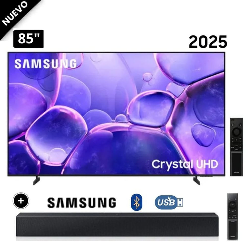 Televisor Samsung Smart TV 85 Crystal UHD 4K UN85U8000FGXPE + Soundbar HW-B400