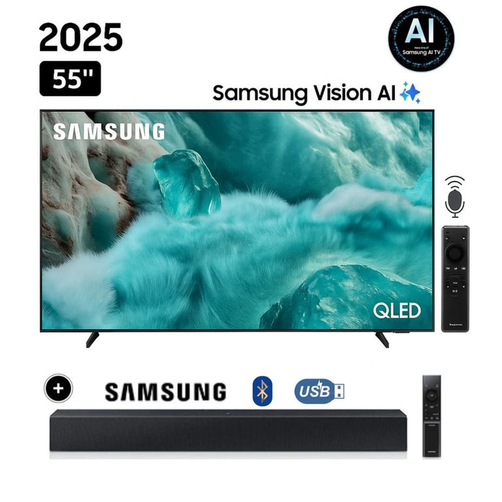 Televisor Samsung QLED 55 QN55Q7FAAGXPE 4K UHD Smart TV + SOUNDBAR