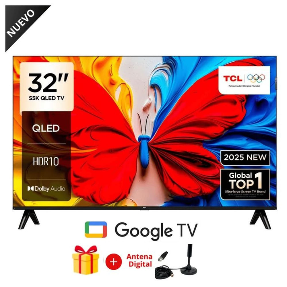 Televisor TCL QLED 32 FHD Google Tv 32S5K + Antena Digital