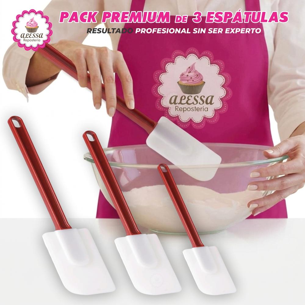 Pack Premium de 3 Espatulas de Silicona para Repostería