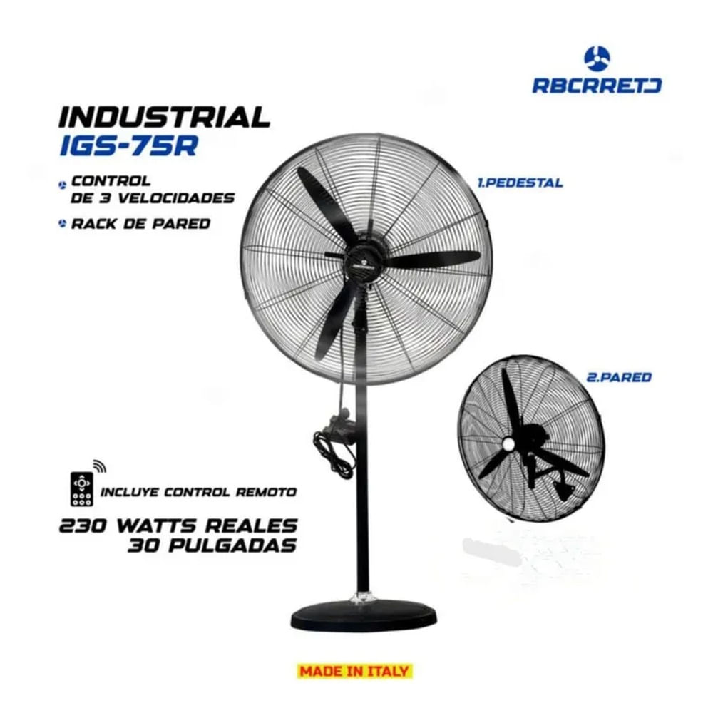 Ventilador Industrial De 30 Pulgadas 230W IGS-75R Control Remoto