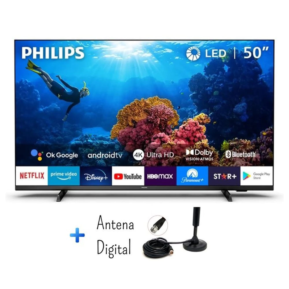 TELEVISOR SMART TV PHILIPS 4K ULTRA HD 50 50PUD7406 + ANTENA DIGITAL
