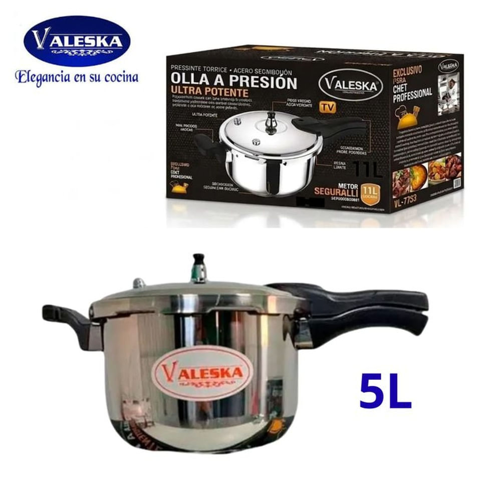 Olla a presión Valeska de acero inoxidable 5 litros