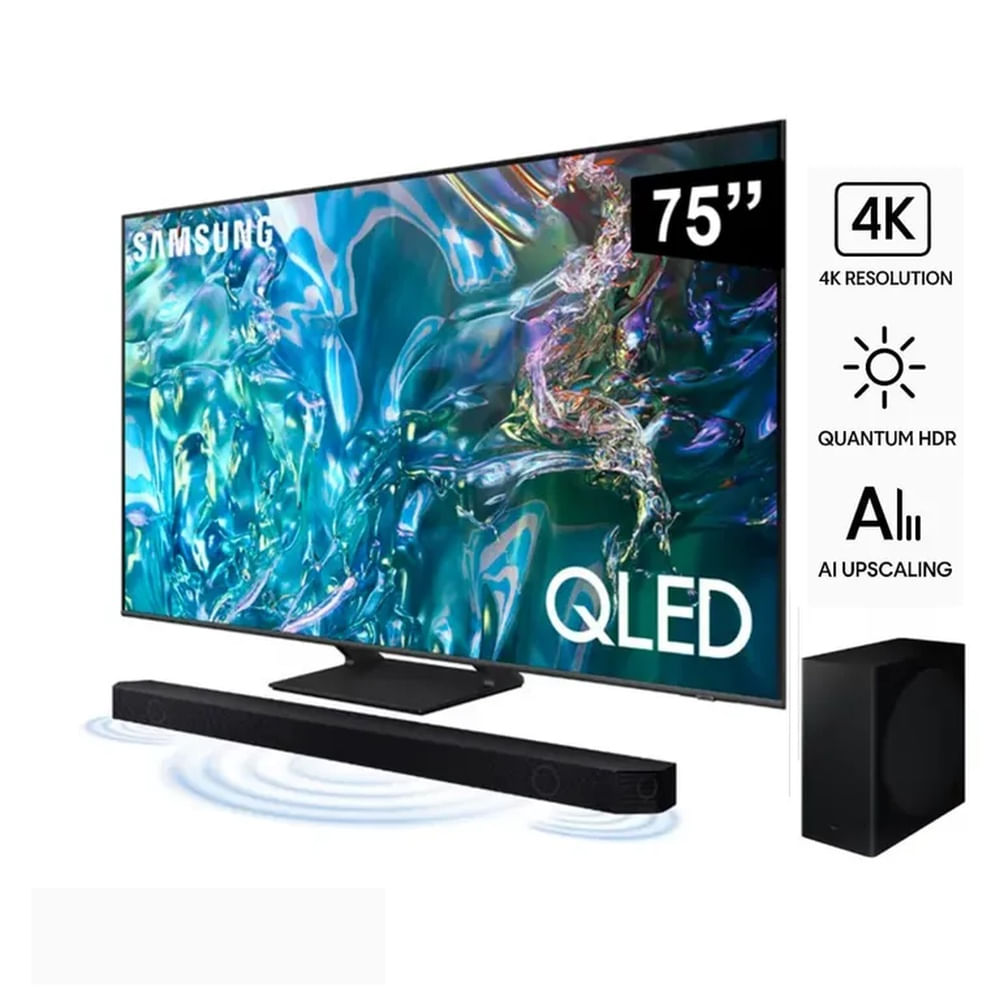 Smart TV Samsung 75 pulgadas QLED 4K Q65D con Soundbar HW-Q800D
