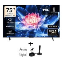 Televisor TCL 75 Pulgadas QLED UHD 4K Google TV 75T6C + Antena Digital