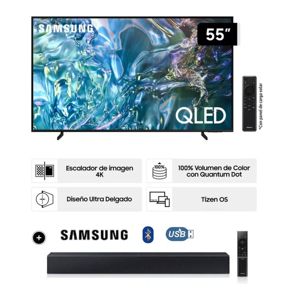 Televisor Samsung 55” QLED 4K Tizen Os Smart Tv QN55Q60DAGXPE + SOUNDBAR