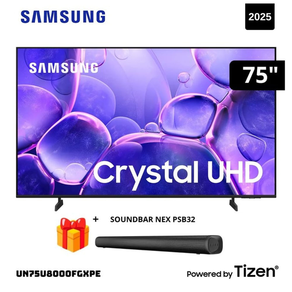 Televisor SAMSUNG CRYSTAL UHD 75 4K Smart TV UN75U8000FGXPE + SOUNDBAR NEX